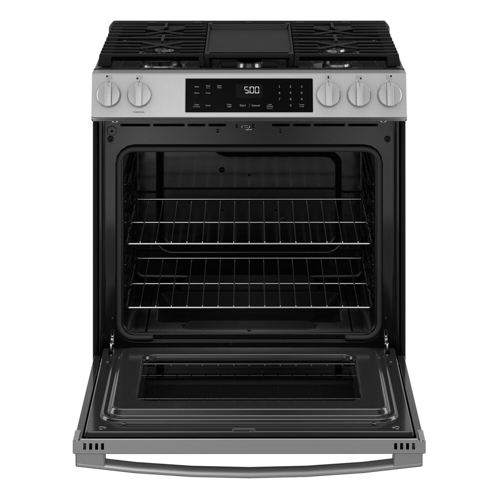 GE GE® 30" Slide-In Front-Control Gas Range with Crisp Mode