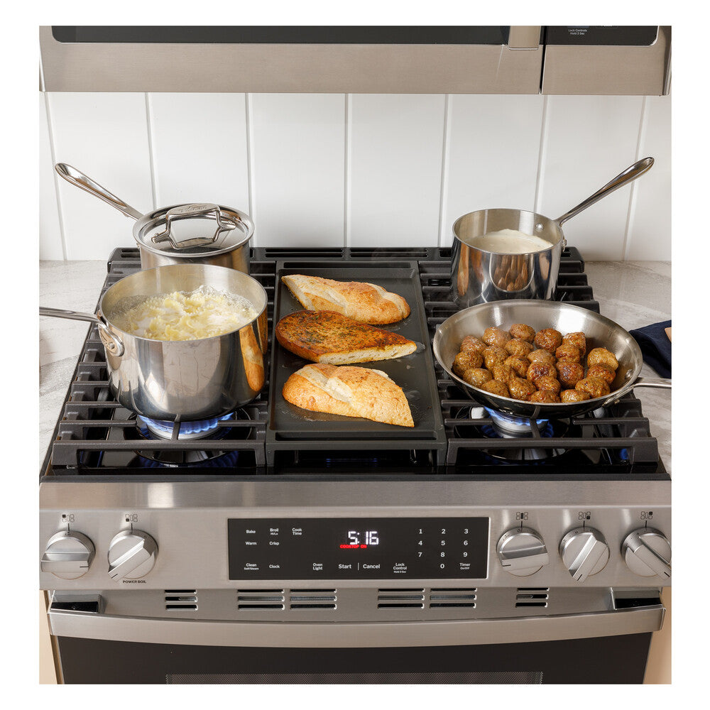 GE GE® 30" Slide-In Front-Control Gas Range with Crisp Mode