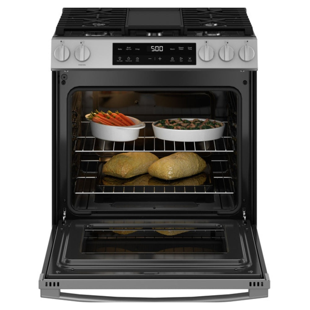 GE GE® 30" Slide-In Front Control Gas Range with Crisp Mode
