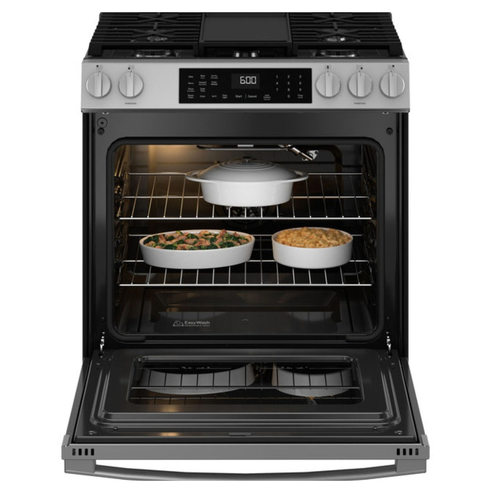 GE GE® 30" Slide-In Front-Control Convection Gas Range with No Preheat Air Fry and 