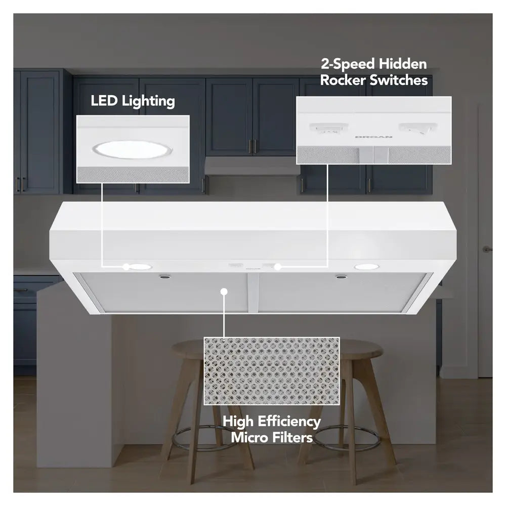 Broan Broan-NuTone 30-Inch Under Cabinet Range Hood, ENERGY STAR, 350 Max Blower CFM, 