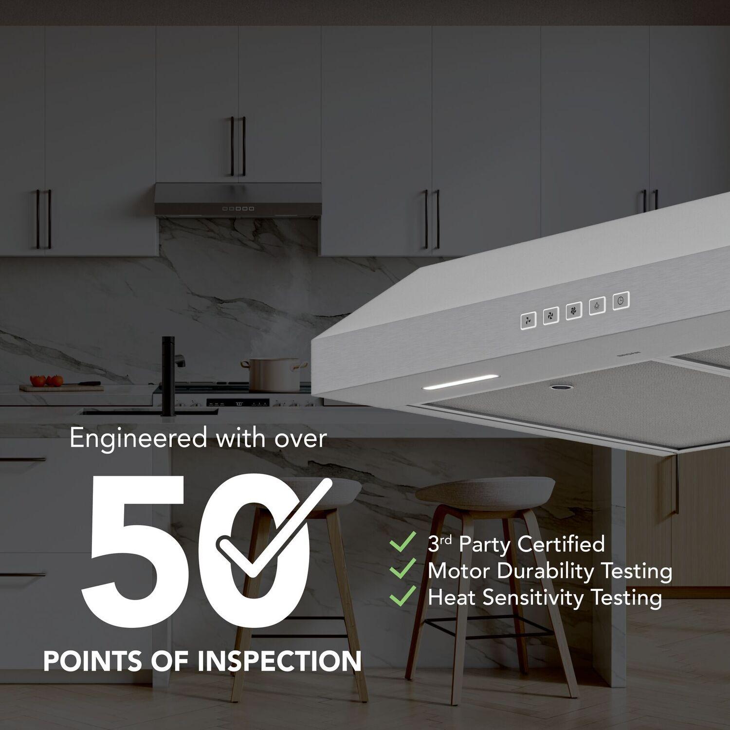 Broan Glacier 36-Inch 350 MAX Blower CFM 1.5 Sones Stainless Range Hood