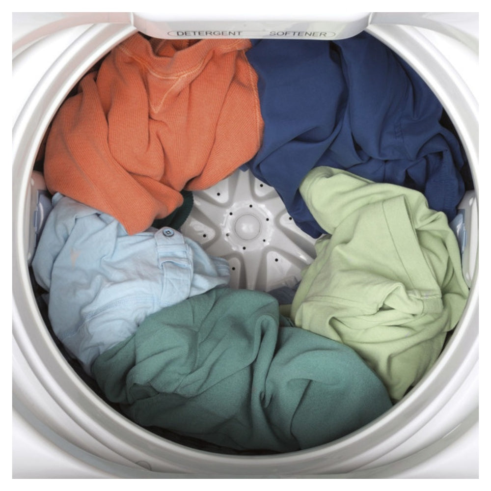 GE GE® Space-Saving 2.8 cu. ft. Capacity Stationary Washer with Stainless Steel Bas