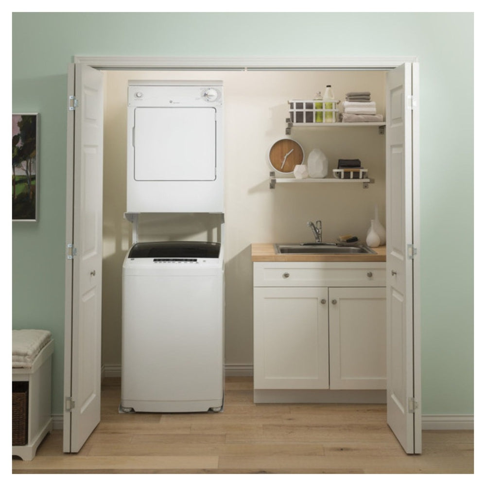 GE GE® Space-Saving 2.8 cu. ft. Capacity Stationary Washer with Stainless Steel Bas