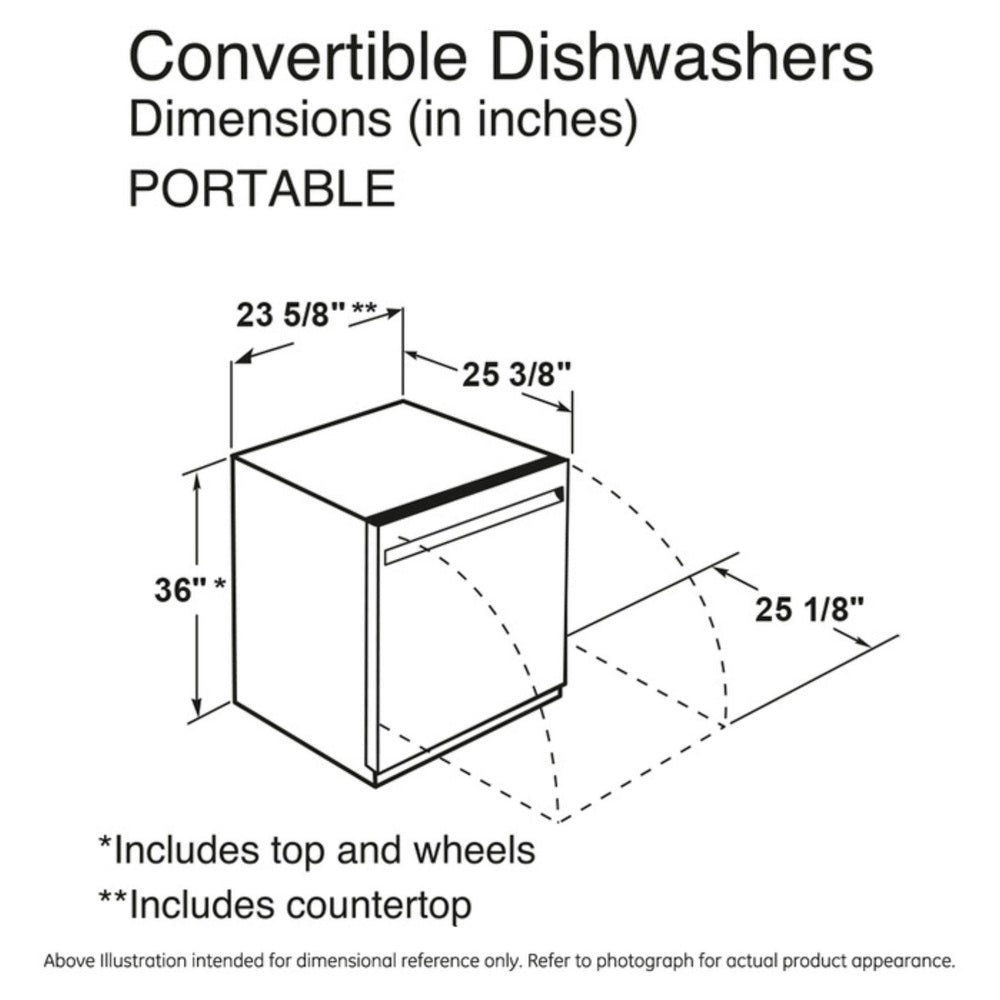 GE GE® ENERGY STAR® 24" Stainless Steel Interior Portable Dishwasher with Sanitize 