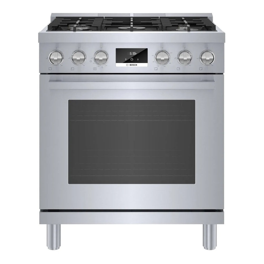 Bosch 800 Series, Dual fuel freestanding range, 30'', Stainless steel