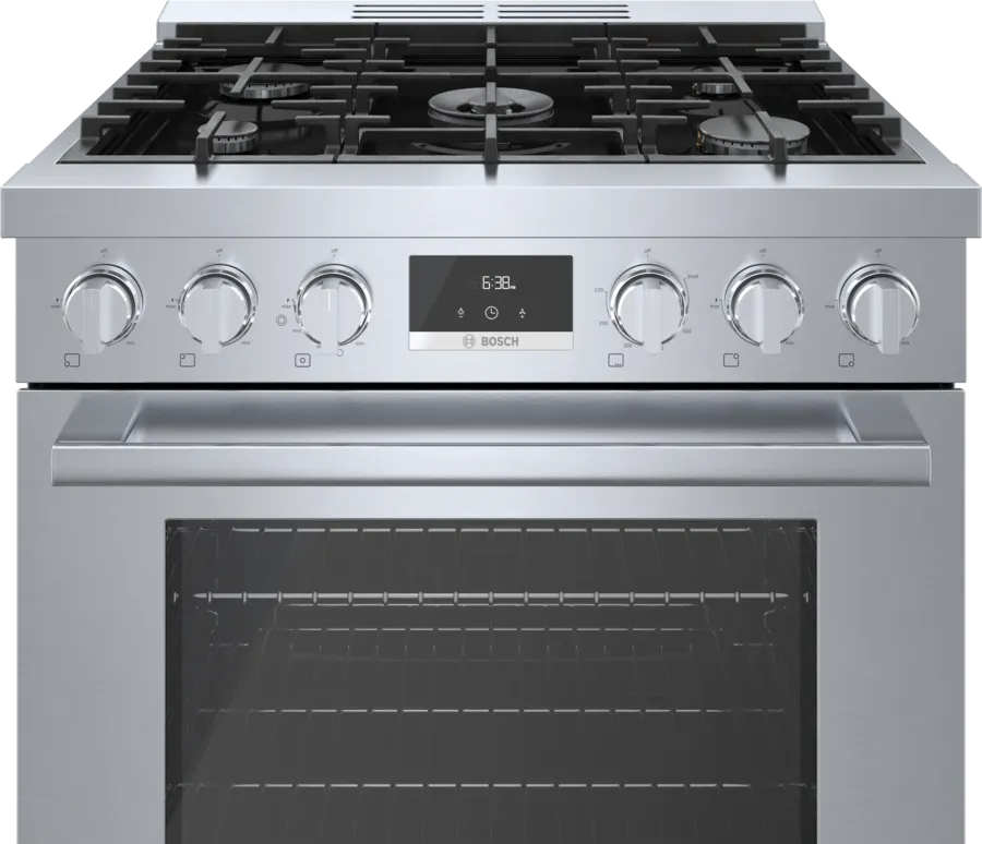 Bosch 800 Series, Dual fuel freestanding range, 30'', Stainless steel
