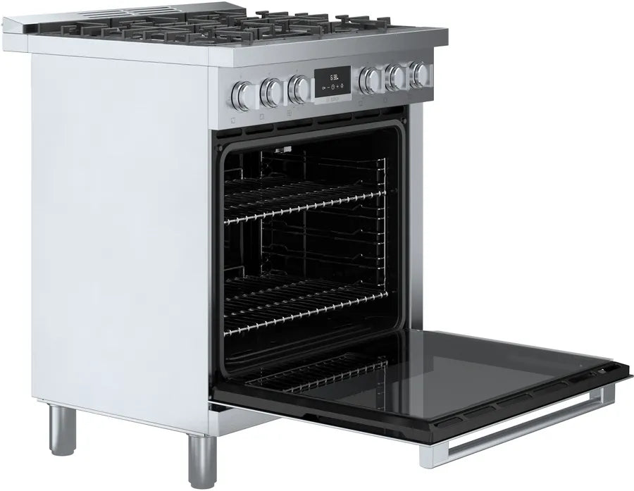 Bosch 800 Series, Dual fuel freestanding range, 30'', Stainless steel