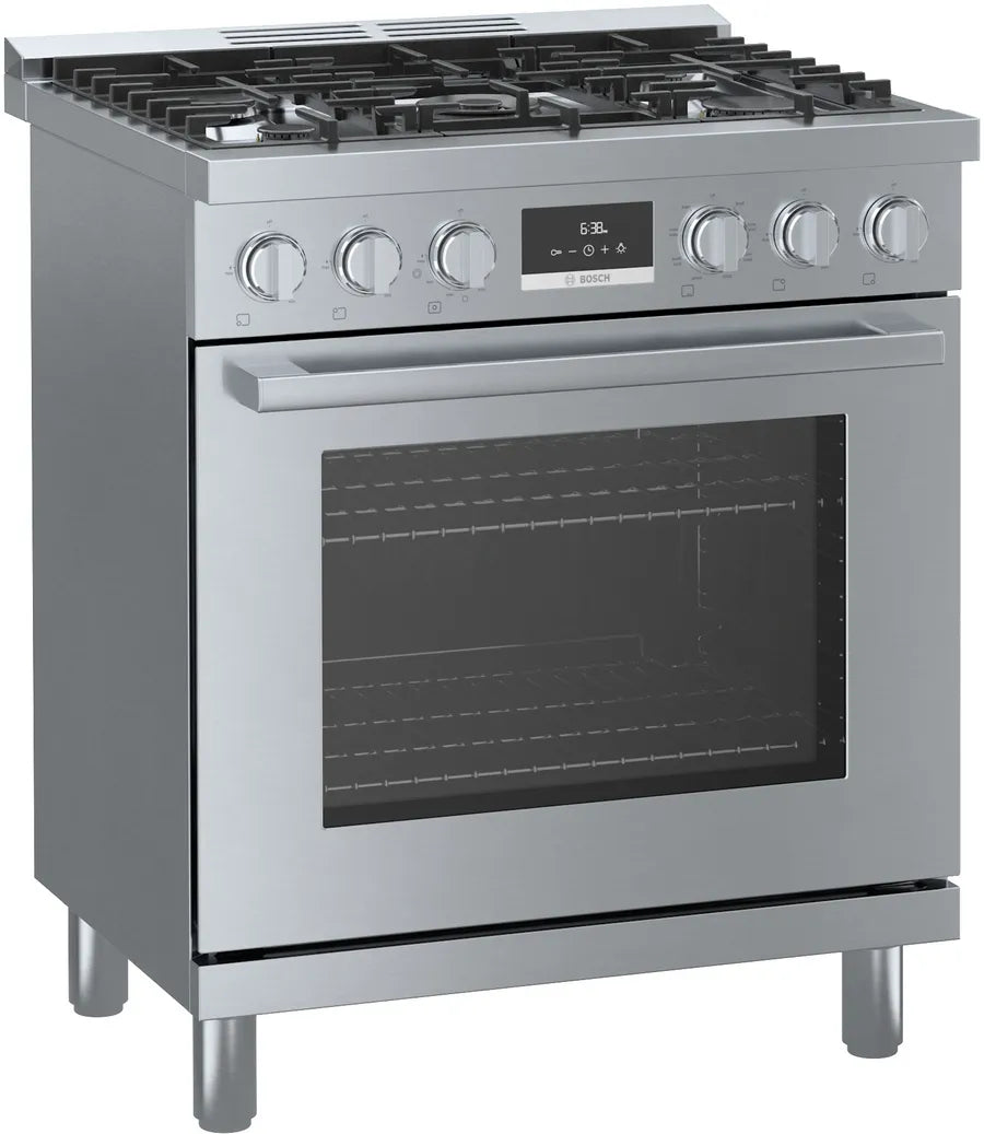 Bosch 800 Series, Dual fuel freestanding range, 30'', Stainless steel