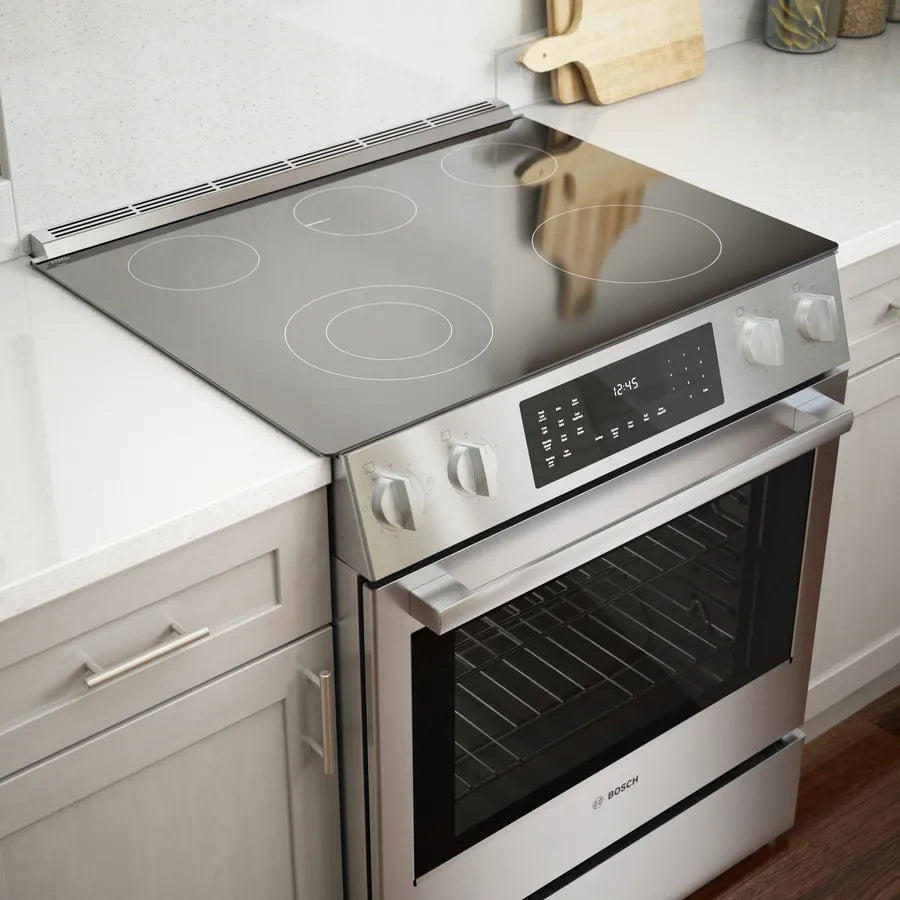 Bosch 800 Series, Electric slide-in range, 30'', Stainless steel