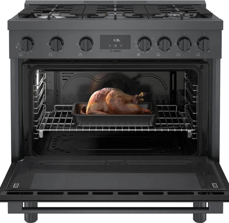 Bosch 800 Series, Gas freestanding range, 36'', Black stainless steel