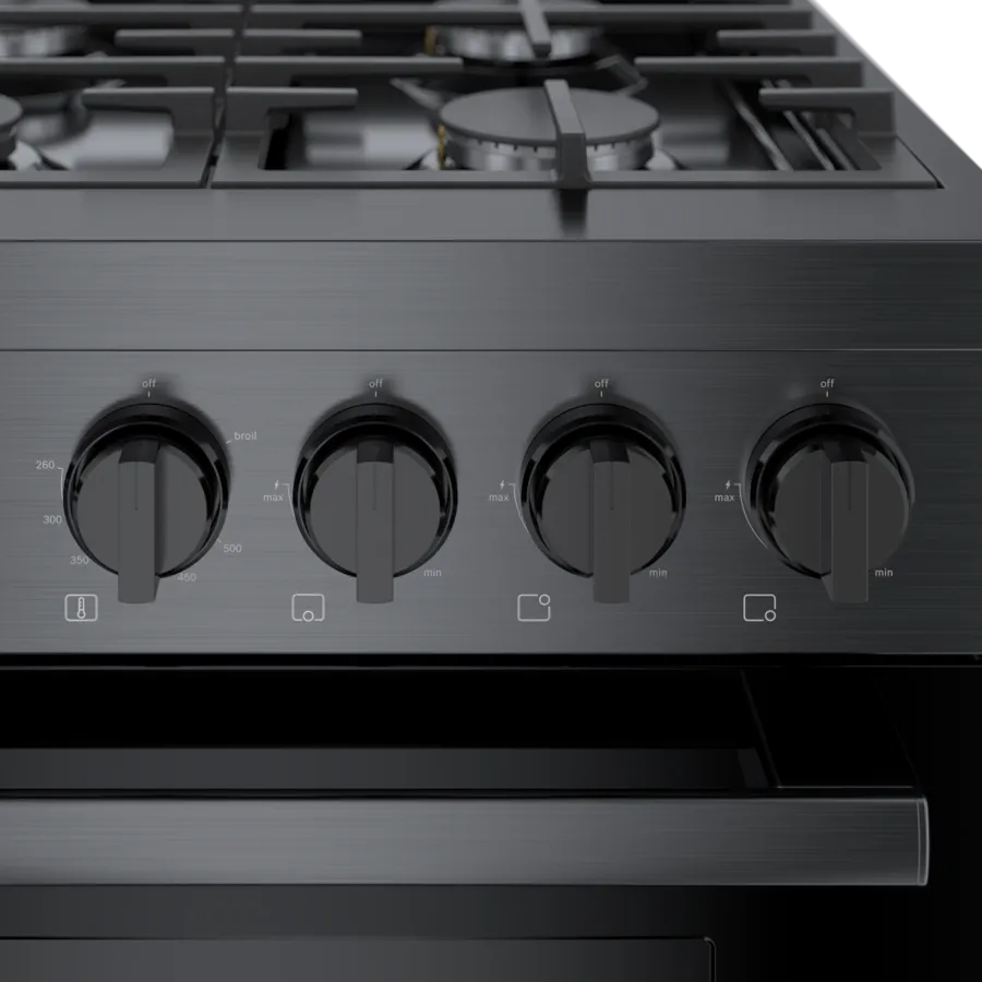 Bosch 800 Series, Gas freestanding range, 36'', Black stainless steel