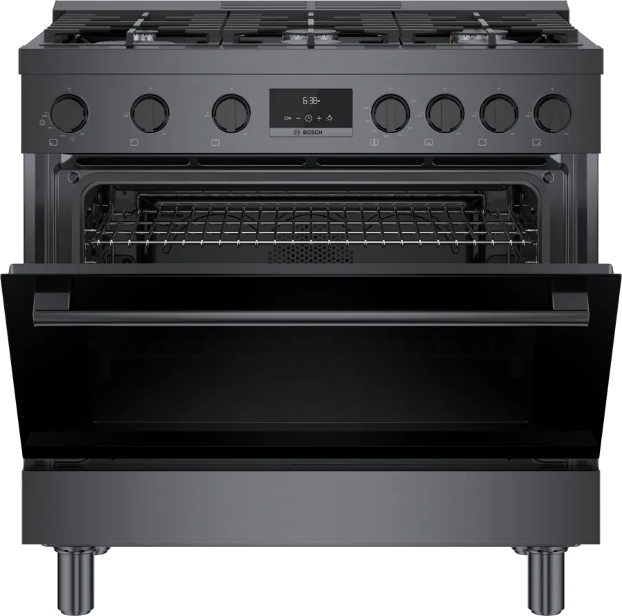 Bosch 800 Series, Gas freestanding range, 36'', Black stainless steel