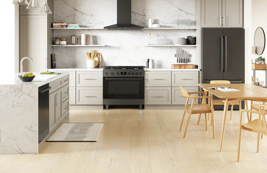 Bosch 800 Series, Gas freestanding range, 36'', Black stainless steel