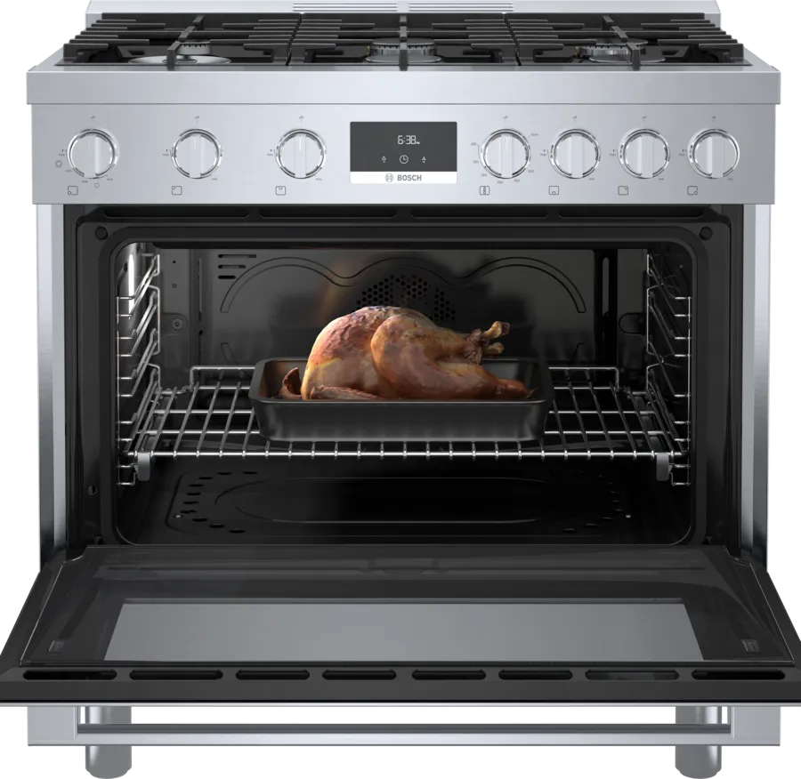 Bosch 800 Series, Gas freestanding range, 36'', Stainless steel