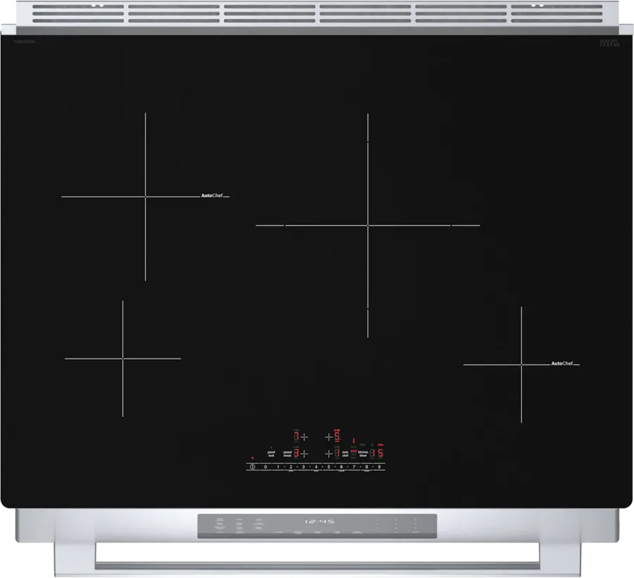 Bosch 800 Series, Induction slide-in range, 30'', Stainless steel