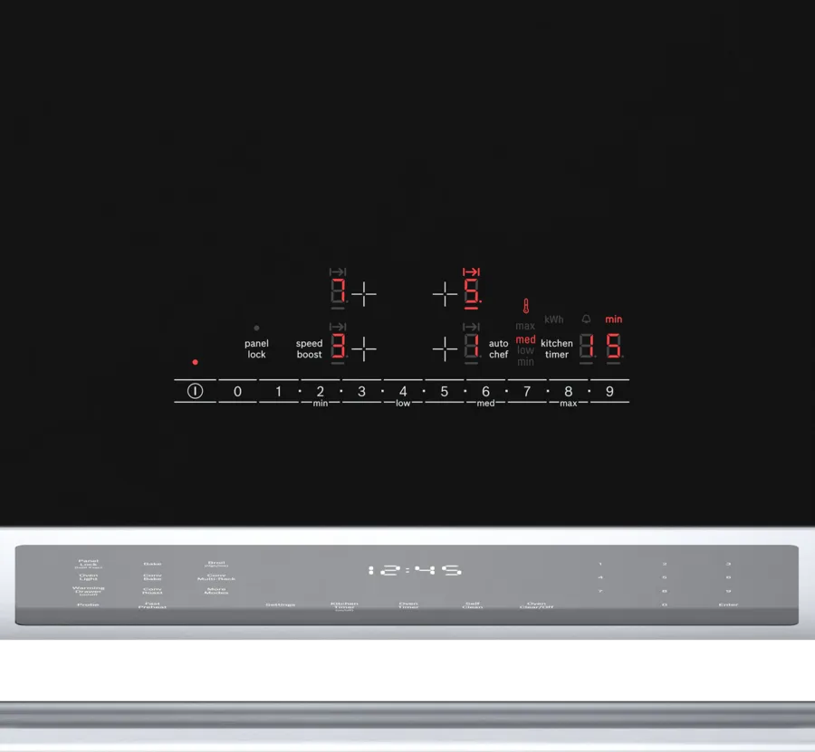 Bosch 800 Series, Induction slide-in range, 30'', Stainless steel