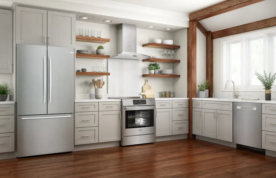 Bosch 800 Series, Induction slide-in range, 30'', Stainless steel