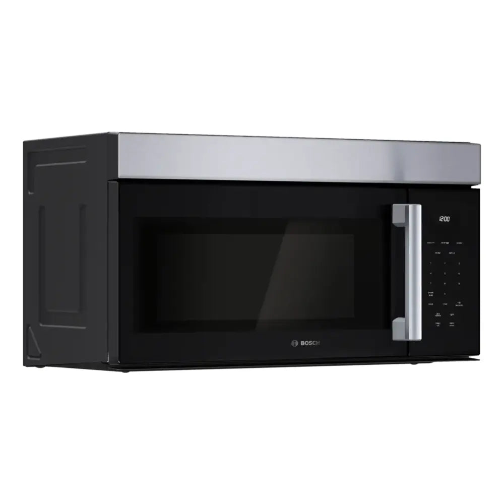Bosch 100 Series, Over-The-Range Microwave, 30'', Door Hinge: left, Stainless steel