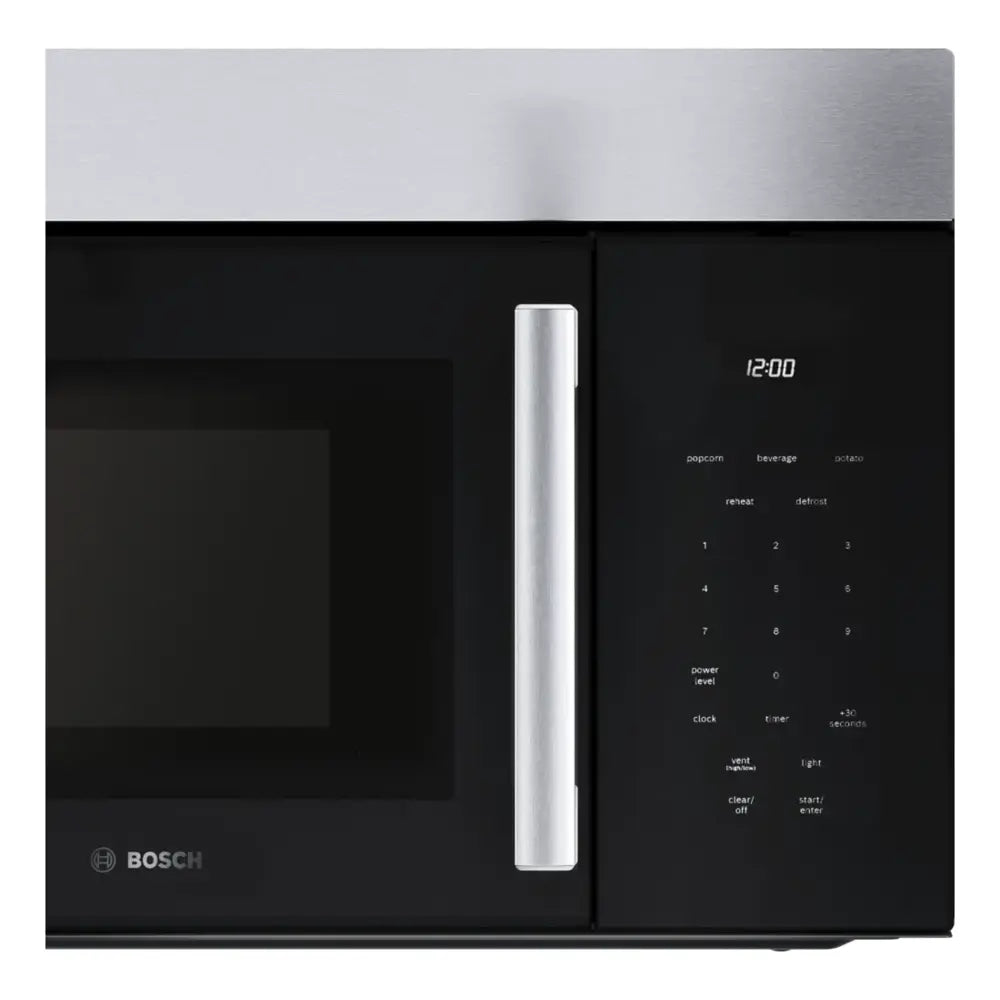 Bosch 100 Series, Over-The-Range Microwave, 30'', Door Hinge: left, Stainless steel
