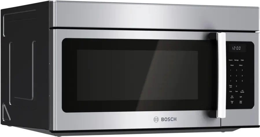 Bosch 300 Series, Over-The-Range Microwave, 30'', Door Hinge: left, Stainless steel