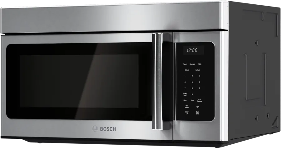 Bosch 300 Series, Over-The-Range Microwave, 30'', Door Hinge: left, Stainless steel