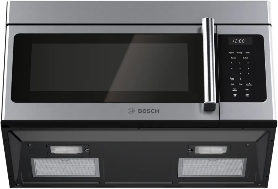 Bosch 300 Series, Over-The-Range Microwave, 30'', Door Hinge: left, Stainless steel