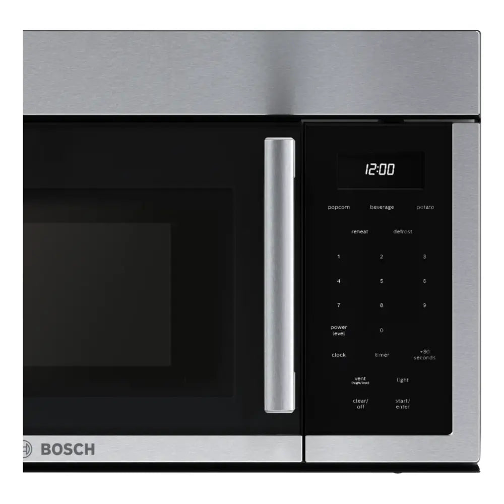 Bosch 300 Series, Over-The-Range Microwave, 30'', Door Hinge: left, Stainless steel