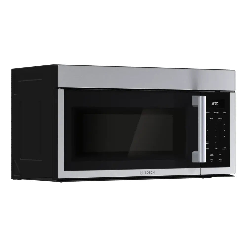 Bosch 300 Series, Over-The-Range Microwave, 30'', Door Hinge: left, Stainless steel