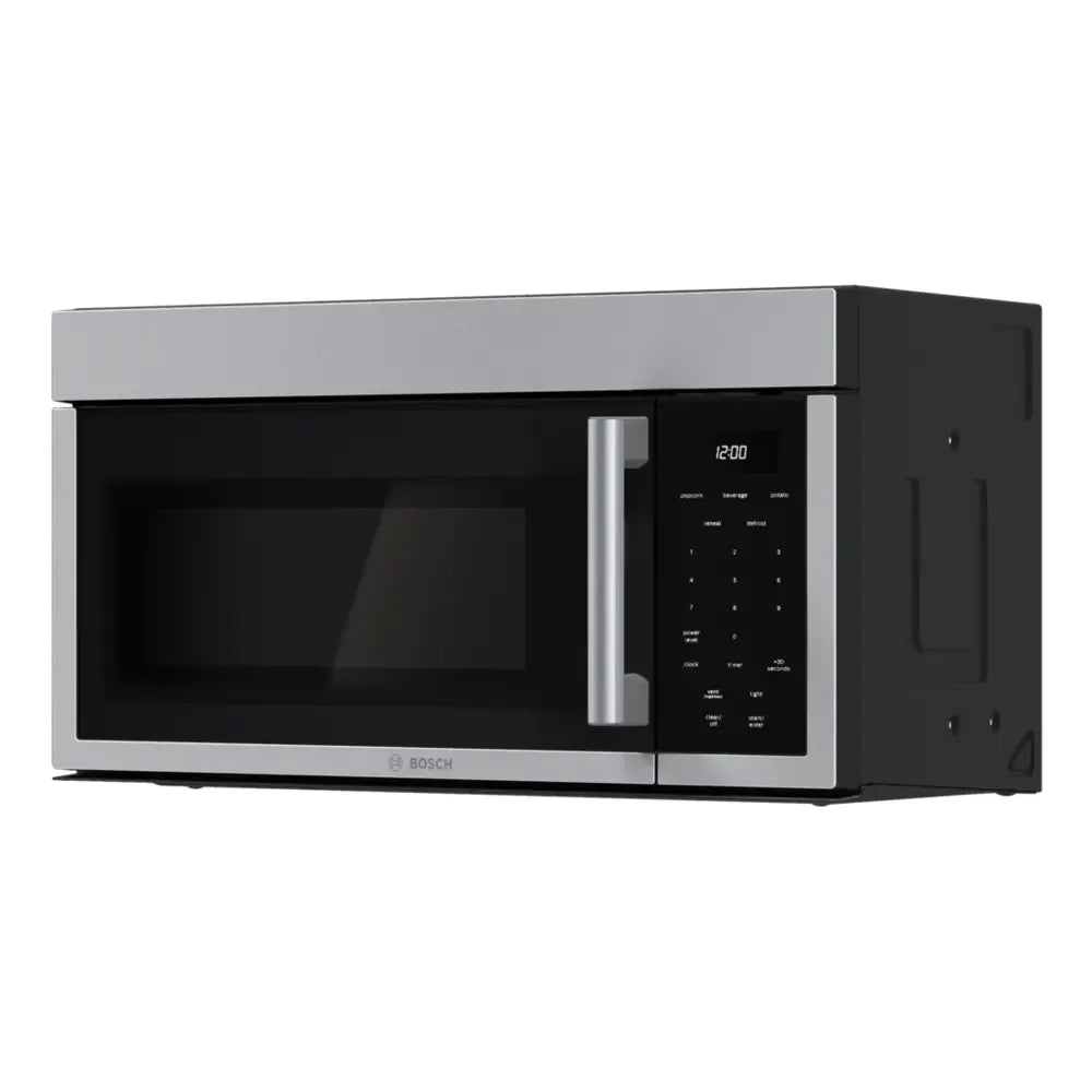 Bosch 300 Series, Over-The-Range Microwave, 30'', Door Hinge: left, Stainless steel