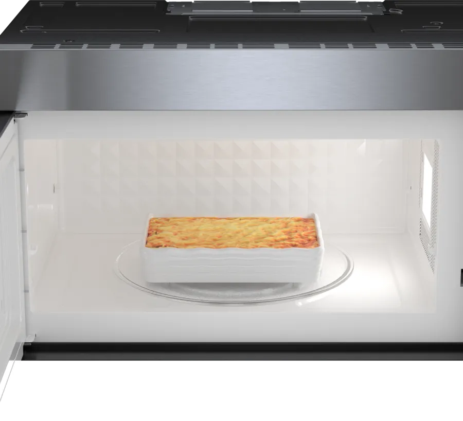 Bosch 500 Series, Over-The-Range Microwave, 30'', Door Hinge: left, Stainless steel