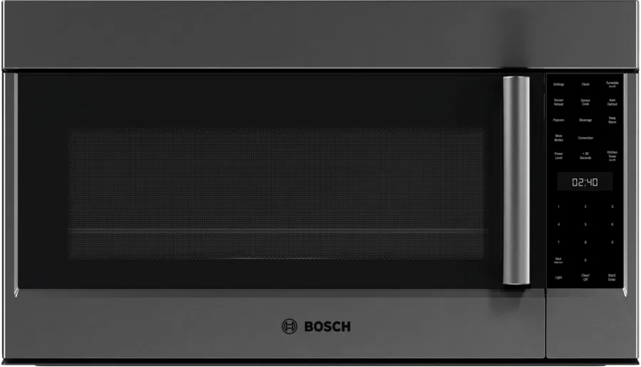 Bosch 800 Series, Over-The-Range Microwave, 30'', Door Hinge: left, Black stainless st