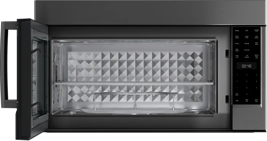 Bosch 800 Series, Over-The-Range Microwave, 30'', Door Hinge: left, Black stainless st