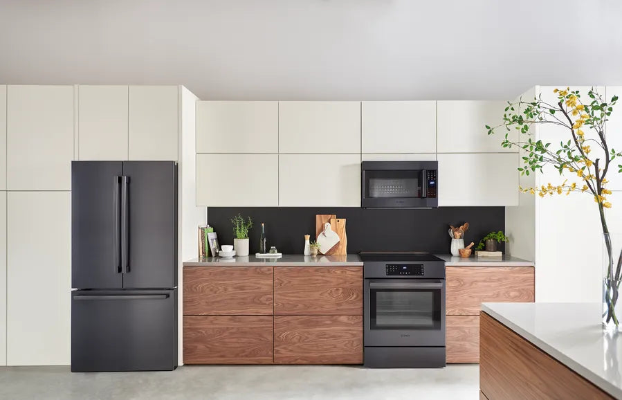 Bosch 800 Series, Over-The-Range Microwave, 30'', Door Hinge: left, Black stainless st