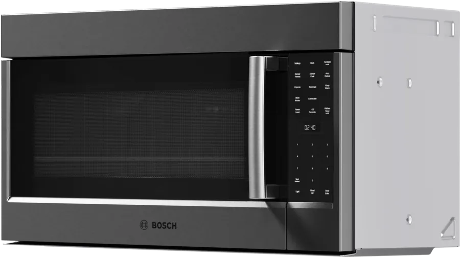 Bosch 800 Series, Over-The-Range Microwave, 30'', Door Hinge: left, Black stainless st