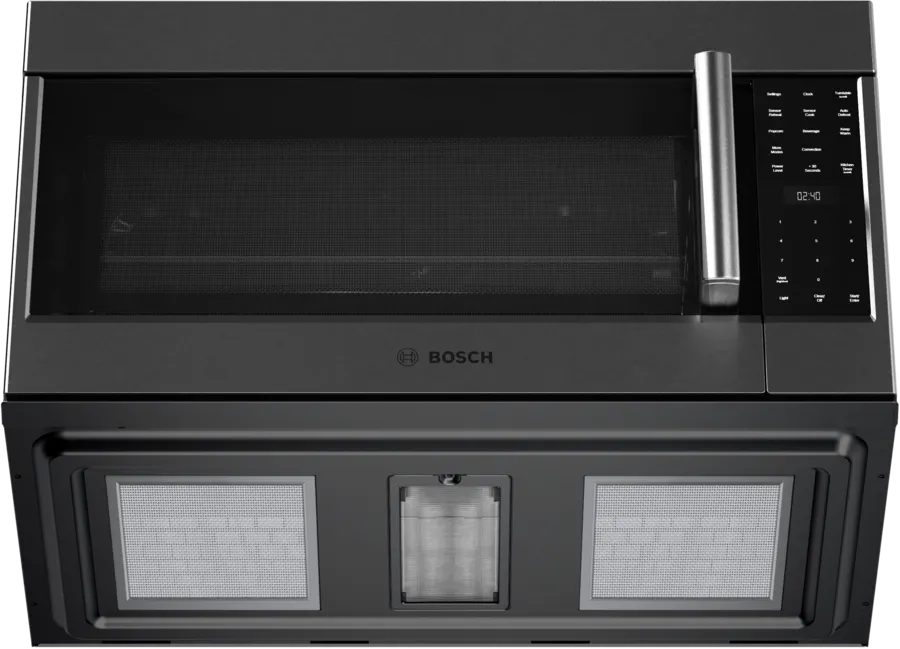 Bosch 800 Series, Over-The-Range Microwave, 30'', Door Hinge: left, Black stainless st