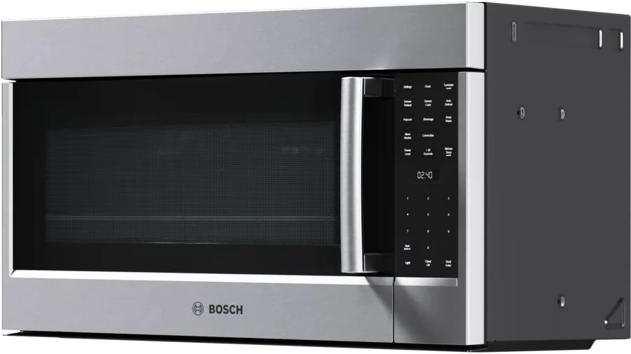 Bosch 800 Series, Over-The-Range Microwave, 30'', Door Hinge: left, Stainless steel