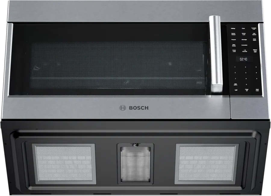 Bosch 800 Series, Over-The-Range Microwave, 30'', Door Hinge: left, Stainless steel