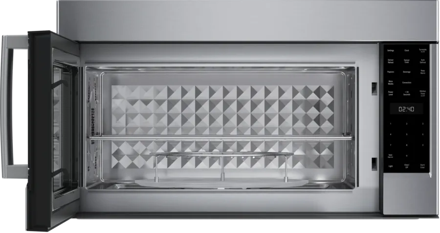 Bosch 800 Series, Over-The-Range Microwave, 30'', Door Hinge: left, Stainless steel