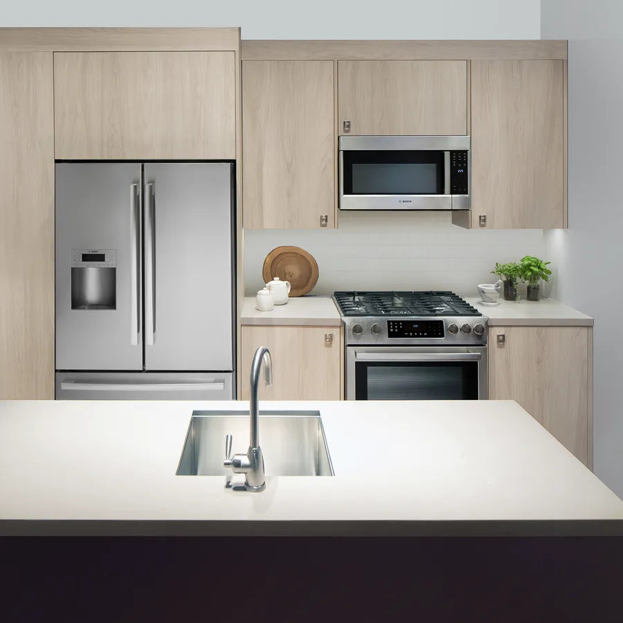 Bosch 800 Series, Over-The-Range Microwave, 30'', Door Hinge: left, Stainless steel