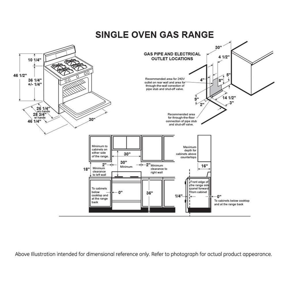 GE GE® 30" Free-Standing Front Control Gas Range