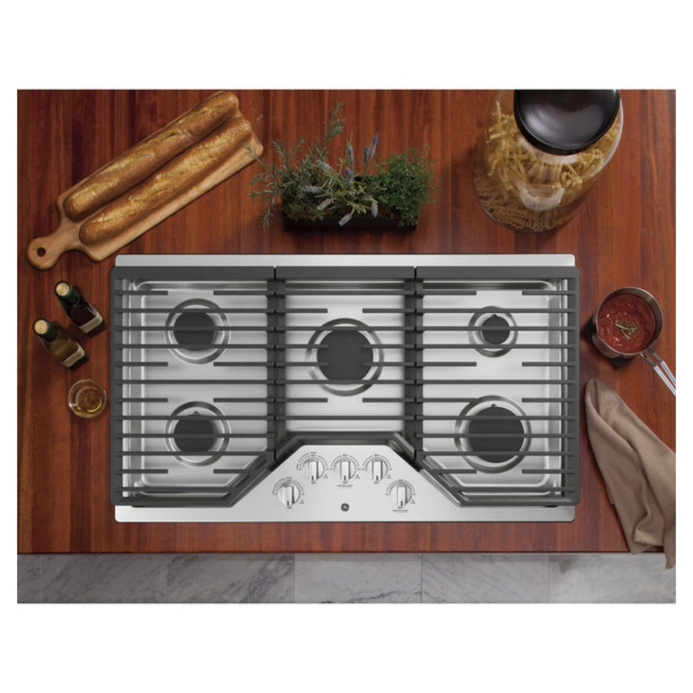 GE GE® 36" Built-In Gas Cooktop with 5 Burners and Dishwasher Safe Grates