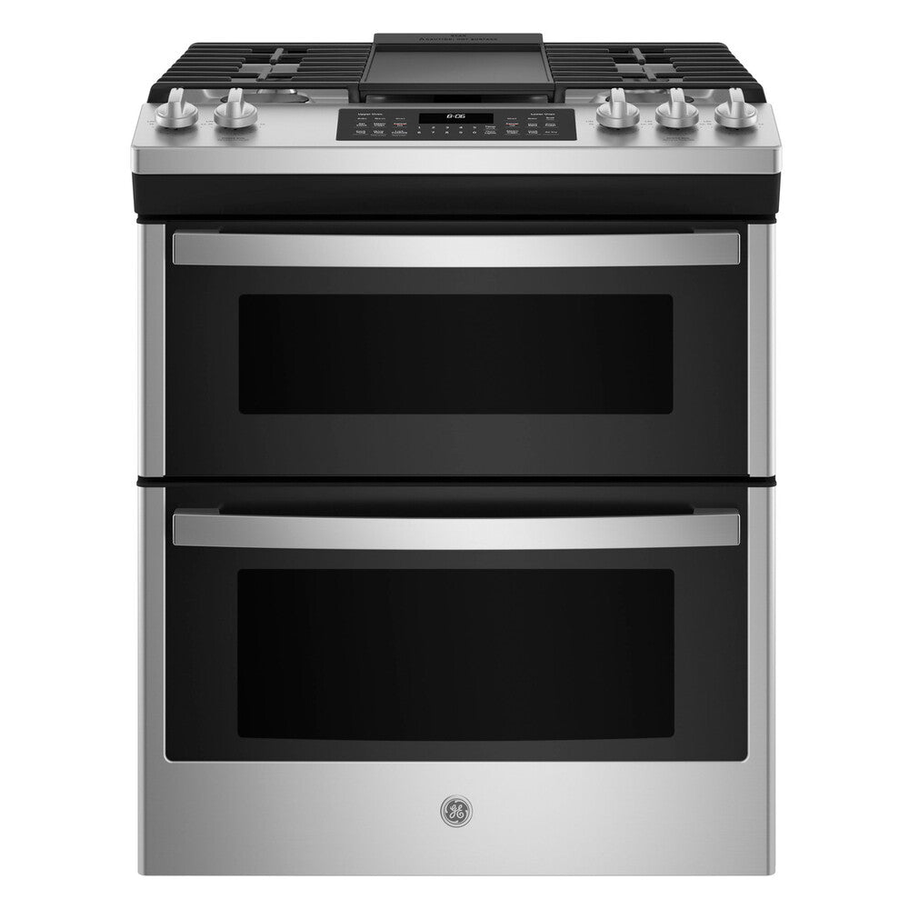 GE GE 30" Slide-In Front Control Gas Double Oven Range