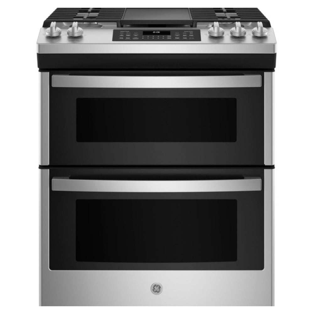 GE GE 30" Slide-In Front Control Gas Double Oven Range