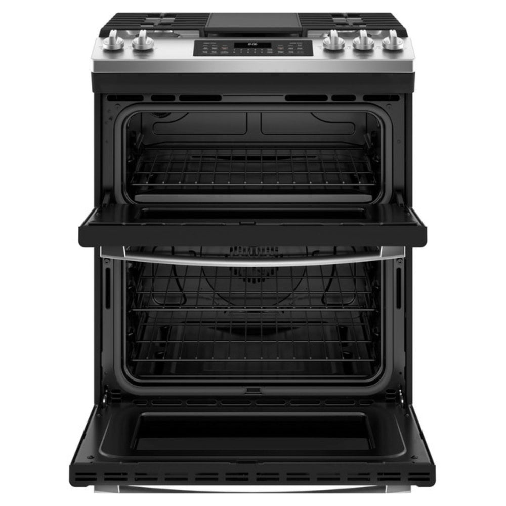 GE GE 30" Slide-In Front Control Gas Double Oven Range