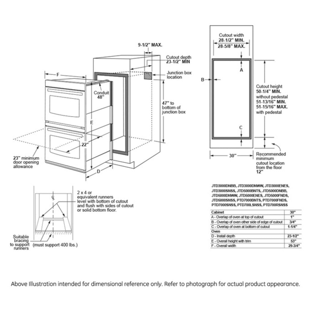 GE GE® 30" Smart Built-In Self-Clean Double Wall Oven