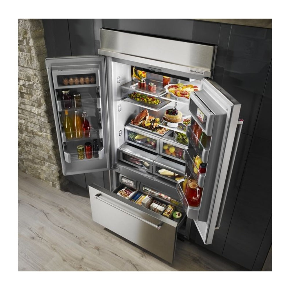 KitchenAid 24.2 Cu. Ft. 42" Width Built-In Stainless French Door Refrigerator with Platinum