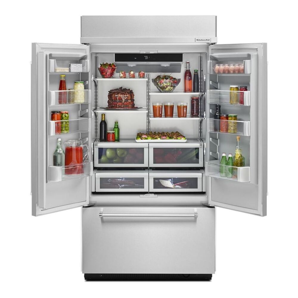 KitchenAid 24.2 Cu. Ft. 42" Width Built-In Stainless French Door Refrigerator with Platinum