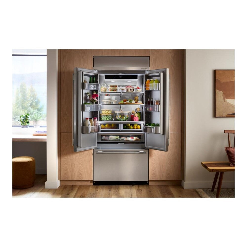KitchenAid 20.8 Cu. Ft. 36" Built-In French Door Bottom Mount Refrigerator with Platinum In