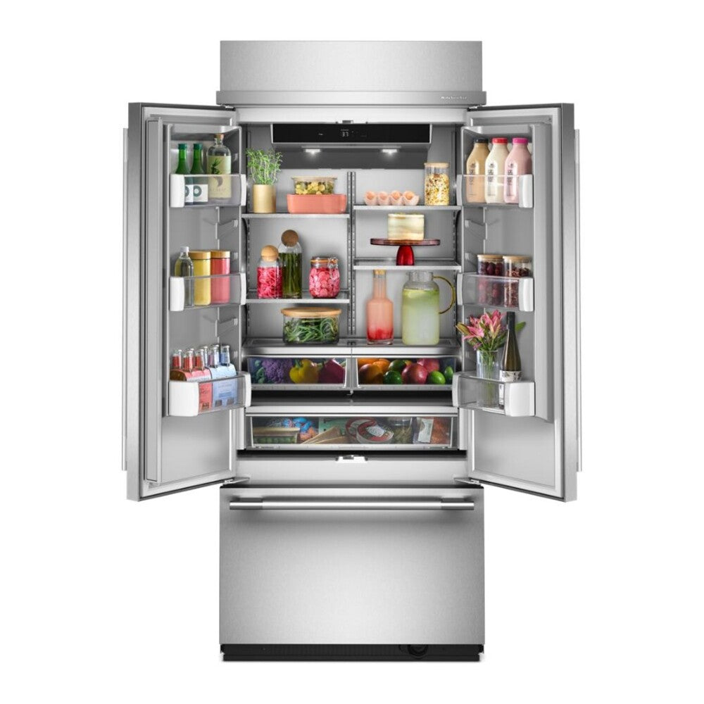 KitchenAid 20.8 Cu. Ft. 36" Built-In French Door Bottom Mount Refrigerator with Platinum In
